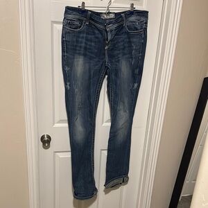 BKE Straight Leg Blue Jeans with Vintage Wash
